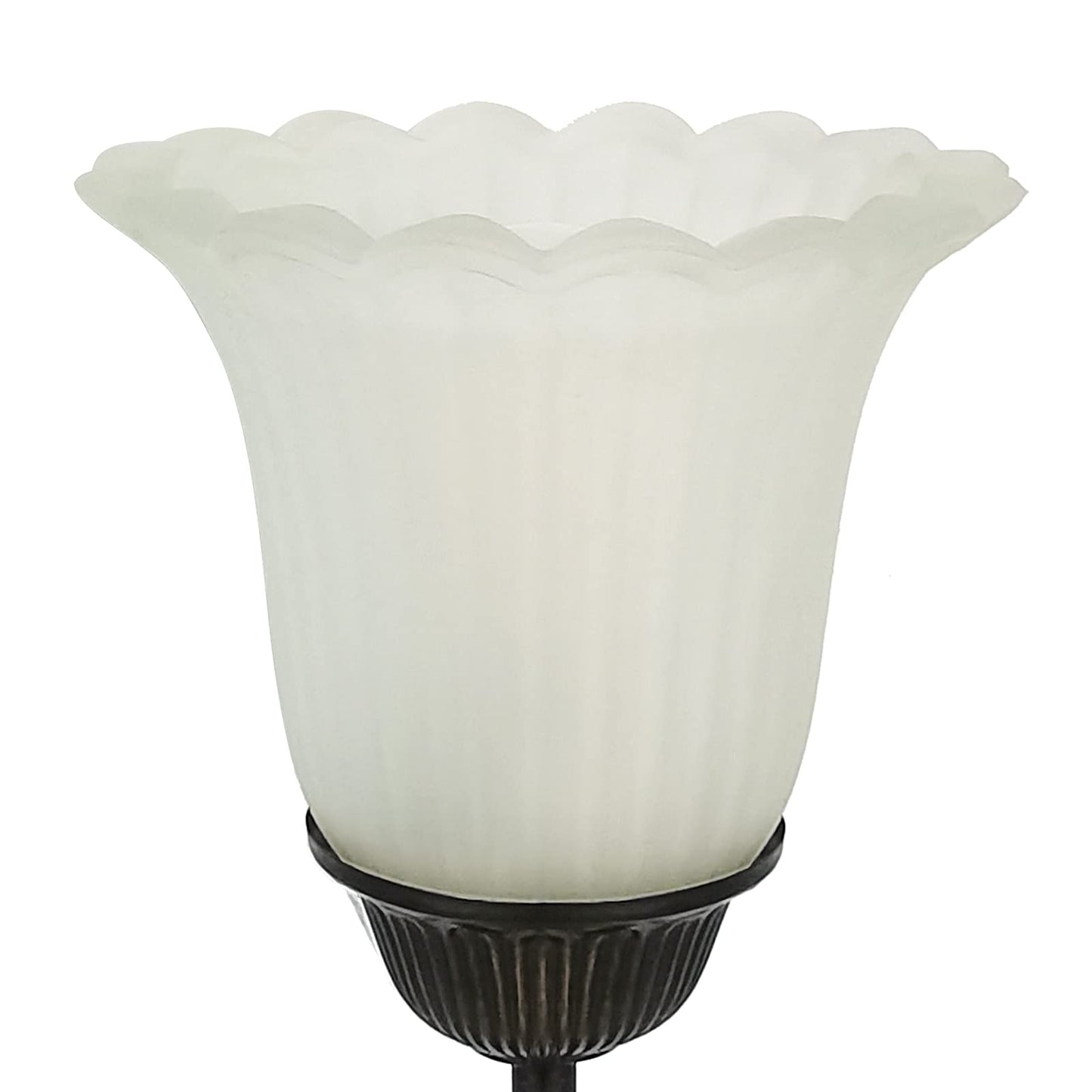RORIANO Touch Control Bedside Lamp, 3-Way Dimmable, Metal Leaf Design, Black & White Glass Shade, LED Bulb Included, Model LM-L08841-TT