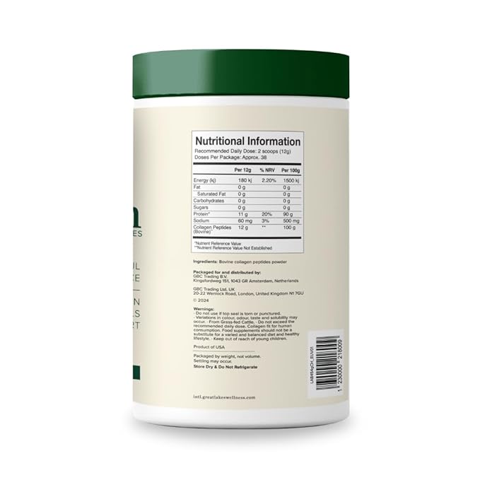 Great Lakes Wellness Collagen Peptides Powder for Skin, Hair, Nails, Joints & Digestion - Unflavored - Quick Dissolve Hydrolyzed, Non-GMO, Keto, Kosher - 16 oz - 4 Pack