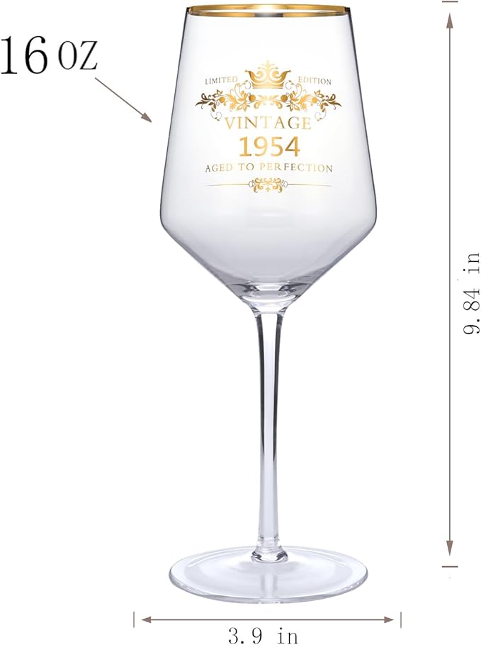 MOMRNTAIL Vintage 1954 70TH Birthday Goblet Gifts, 16OZ Goblet Wine Glass, 70 Year Old Birthday Decorations For Women men, Funny 70 Bday Gifts Idea For Friends, Sister,Dad, Mom - Turning 70 Present