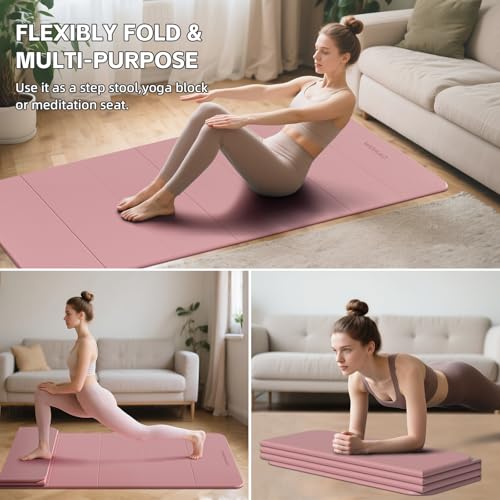 WOHAO 7-Fold Yoga Mat 74"x31" - 0.31 Inch Thick Folding Exercise Mat, Extra Wide Non-Slip POE Mat for Travel, Storage, Yog...
