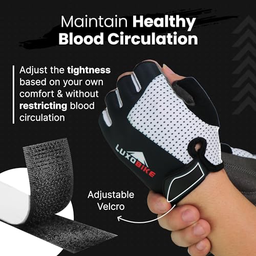 LuxoBike Bike Gloves for Men Cycling Biking Gloves Women - Padded Shock Absorbing Bicycle Riding, Anti-Slip Breahtable Hal...