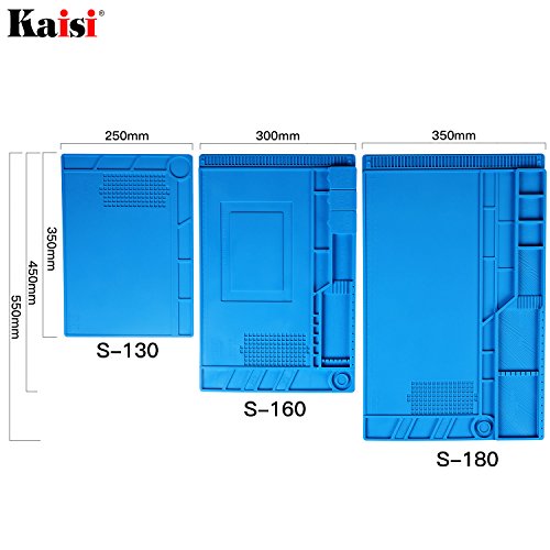 Kaisi Heat Insulation Silicone Repair Mat with Scale Ruler and Screw Position for Soldering Iron, Phone and Computer Repai...