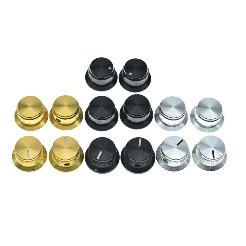 Kaish 4Pcs Aluminium Potentiometer Knobs 1/4 Universal Top Hat Knobs Bell Control Knob With Set Screw For Guitar/Bass/Amps/Pream