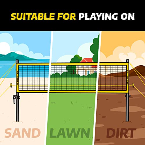 A11N Outdoor Volleyball and Badminton Combo Set - Includes Adjustable Height Anti-Sag Net, Volleyball, Air Pump, 4 Badmint...