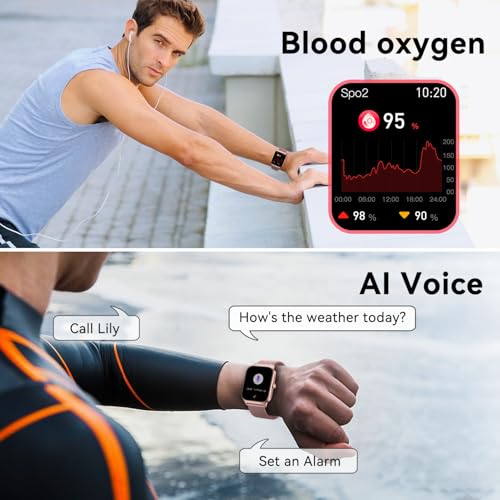 Smart Watch for Women Fitness Tracker: Rose Gold Bluetooth Make Answer Call Digital Mens watches Waterproof Run Smartwatch...