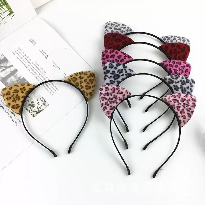 ASHONE Cat Ears Headband for Women Cute Cat Costume Hair Accessories for Halloween Party Cosplay (Rose Pink, One Size)