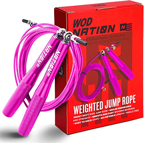 WOD Nation Aluminum Handle High Speed Adjustable Jump Rope for Women and Men - Perfect Skipping Rope for Boxing, Fitness, ...