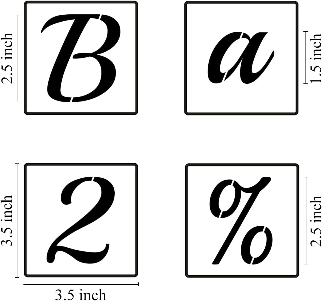 2.5 Inch Alphabet Letter Stencils for Painting - 70 Pack Letter and Number Stencil Templates with Signs for Painting on Wood, Reusable Cursive Letters Stencils for Chalkboard Wood Signs & Wall Art