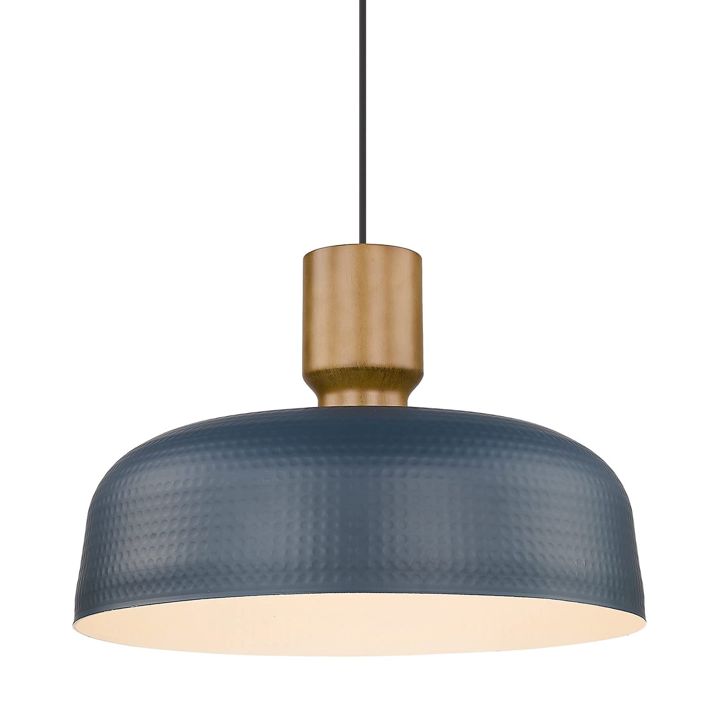 Darkaway Oversized Industrial Pendant Light Fixtures with Hammered Metal Shade, 18.1inch Blue Large Pendant Lighting for Kitchen