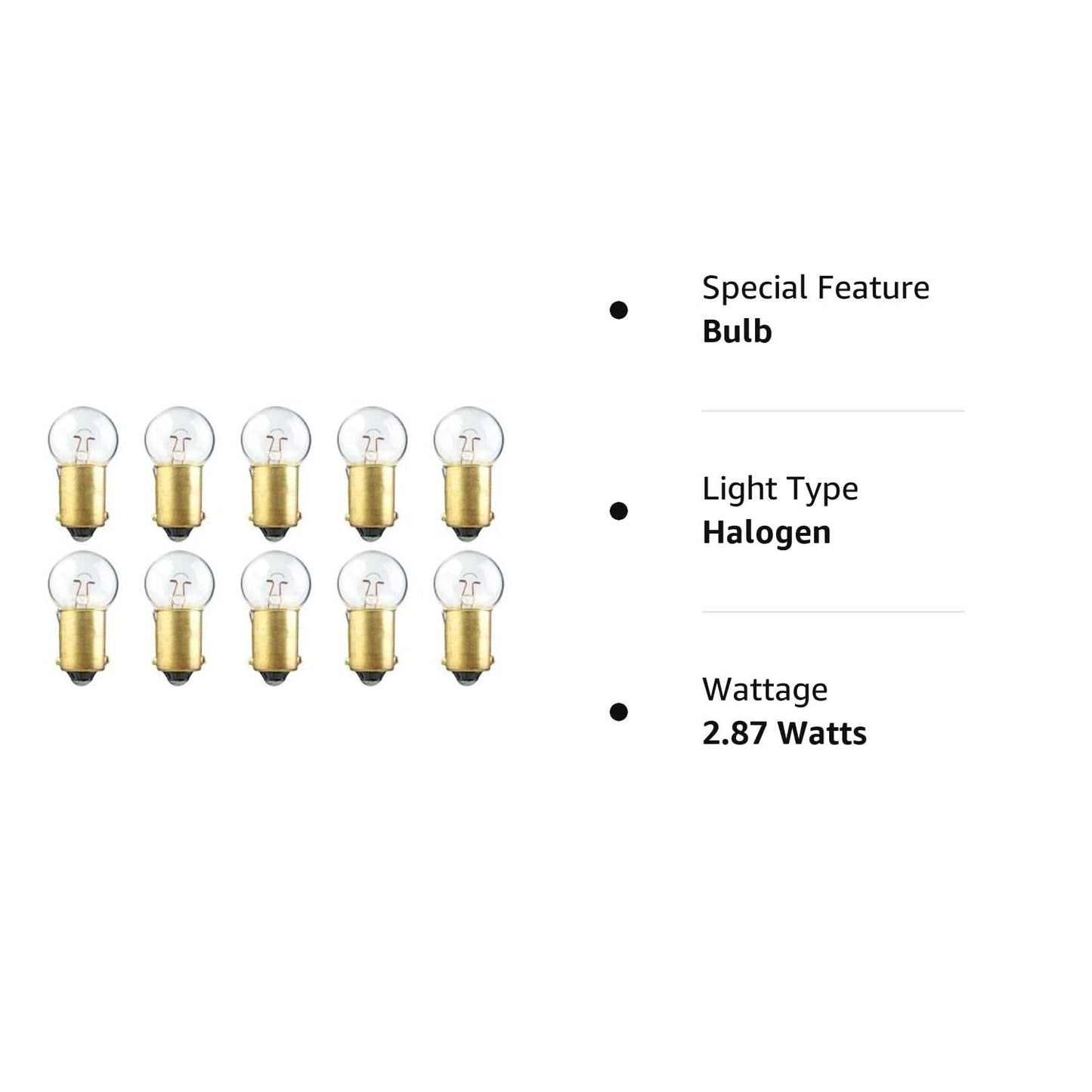 Cec Industries #55 Bulbs, Ba9S Base, 7V, 2.87W, G-4.5 Shape, 10 Count Pack