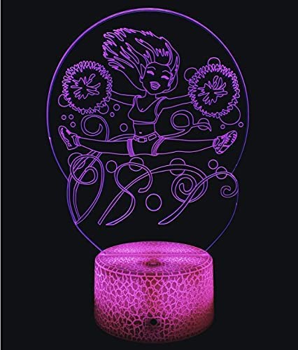YTDZLTD Optical Illusion 3D Cheerleader Night Light, USB Remote Control, 16 Colors, LED Desk Lamp, Plastic, Multi-Color