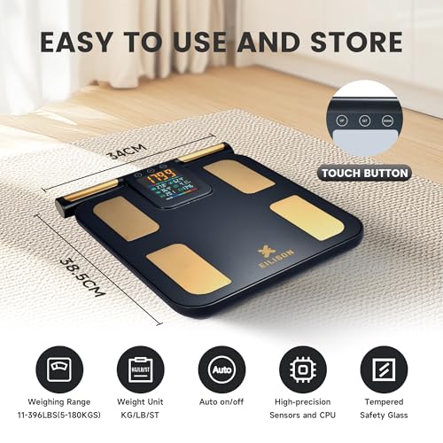EILISON Smart Scale for Body Weight: 8-Electrode Precision Digital Bathroom Scale for Fat BMI 32 Muscle Body Composition A...