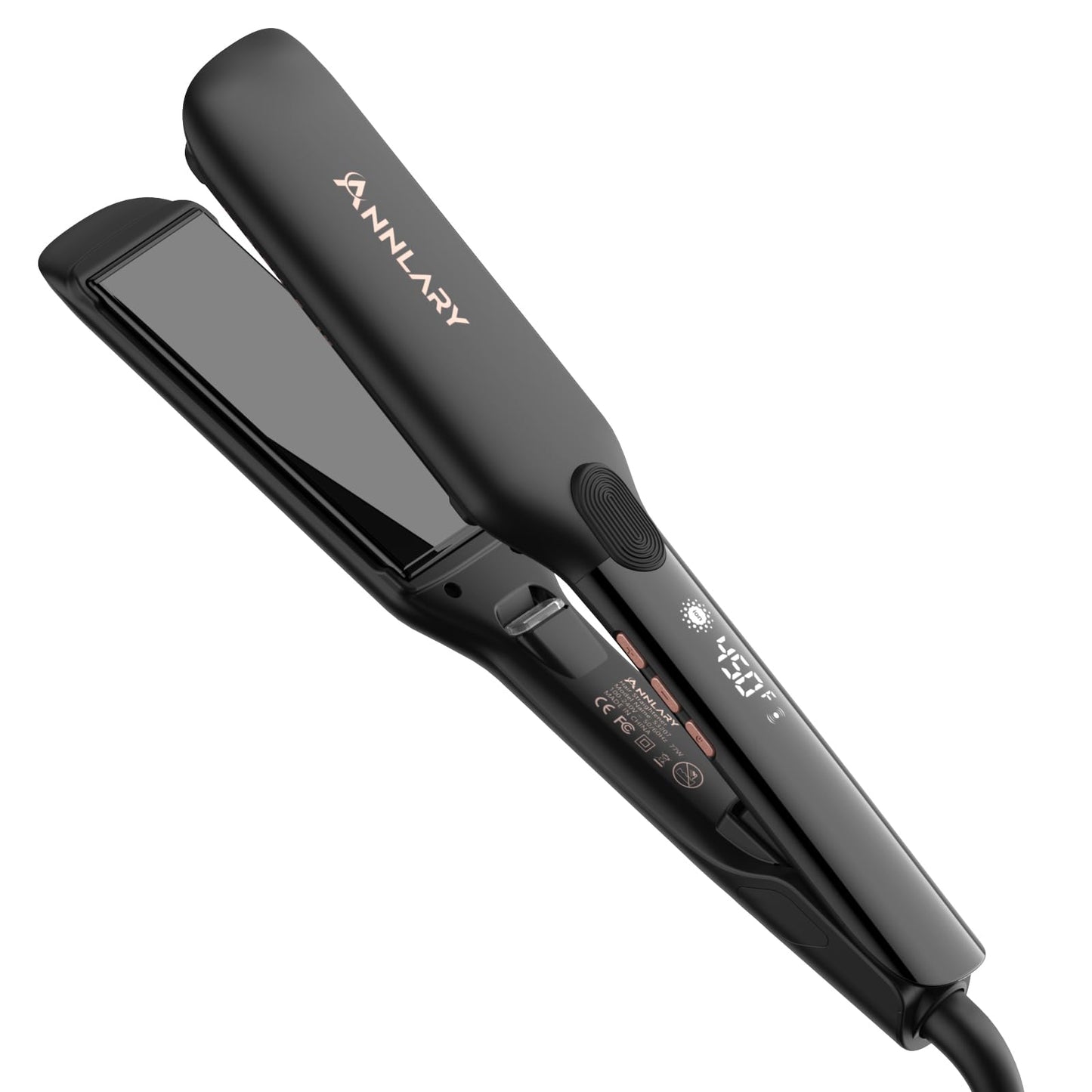 Annlary 1.75 Inch Hair Straightener, Professional Titanium Plate with Ceramic Coating Ionic Dual Voltage Flat Iron with Heat-Res