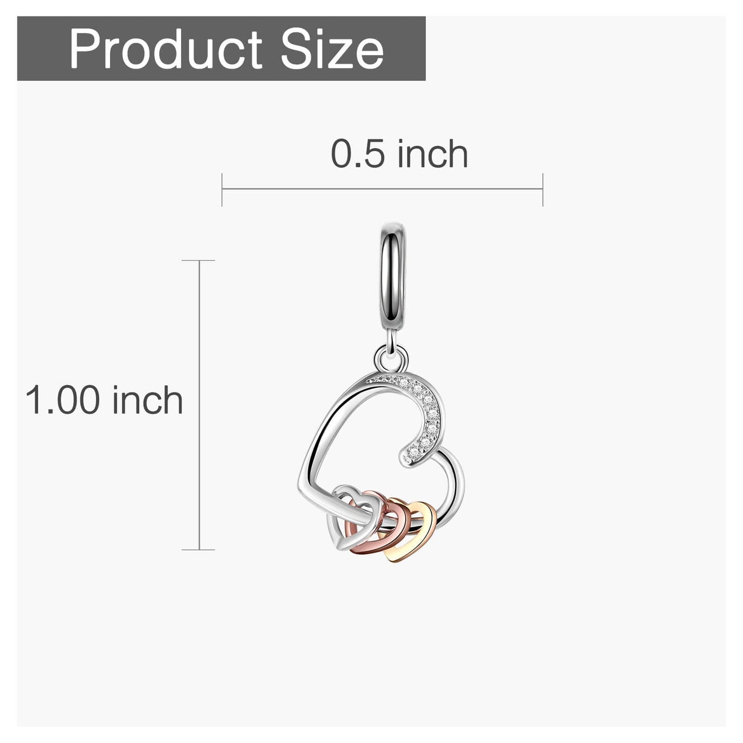 dazlily Love Heart to Heart Charm 925 Sterling Silver Charms fit for Bracelets Necklaces Jewelry