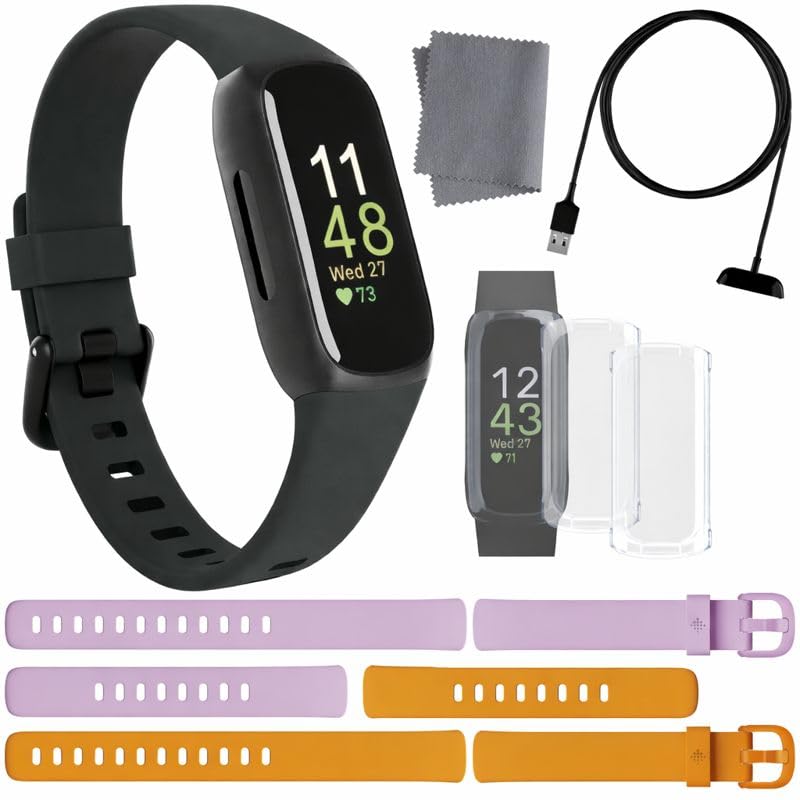 Fitbit Inspire 3 Health & Fitness Tracker Bundle - with Stress Management, Workout Intensity, Sleep Tracking, 24/7 Heart +...