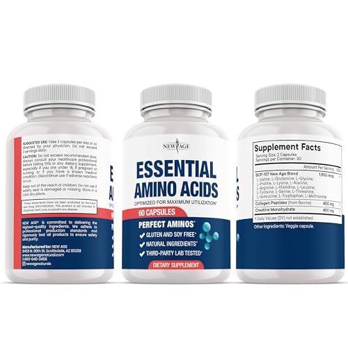 NEW AGE Amino Acid Complex – 20 Aminos with BCAAs, L-Glutamine, L-Arginine & Hyaluronic Acid – Supports Recovery, Energy, ...