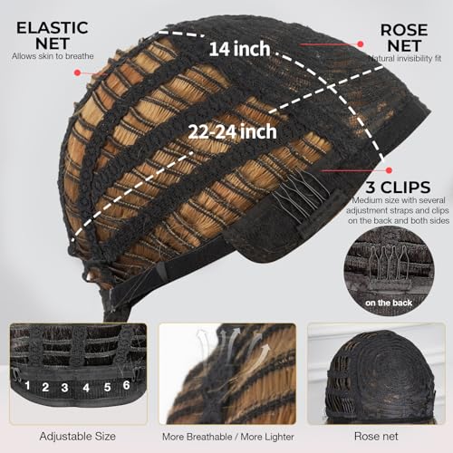 ToyoTress BLunt Cut Wigs With Bangs - 14 Inch Blonde Mix Brown Light Yaki Straight Hair Daily Costume Wig For Black Women, Soft