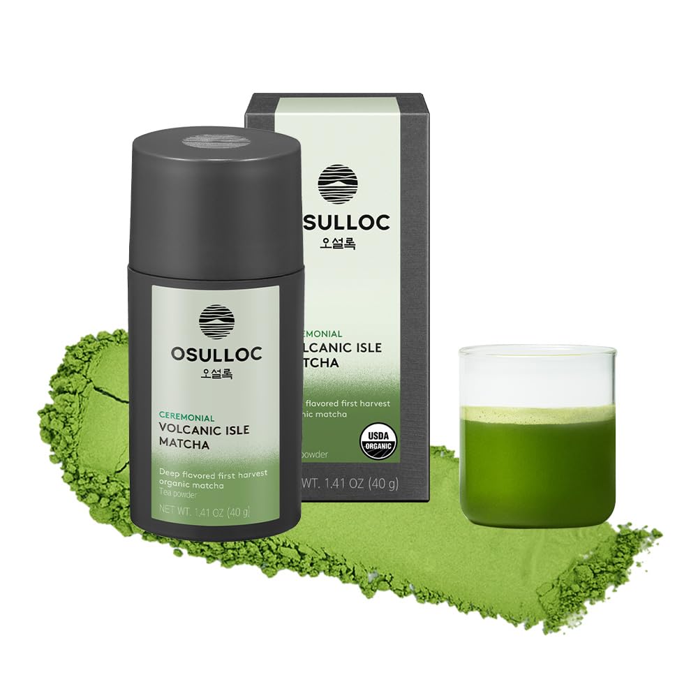 OSULLOC Volcanic Isle Matcha Powder Ceremonial Grade Korean Matcha for lattes Green tea powder from Jeju island (1.41oz 40g)