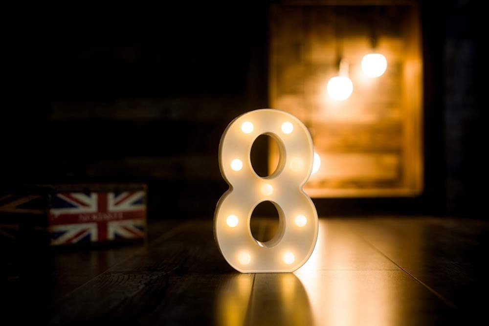 Foaky Rechargeable LED Letter Lights Sign Marquee Night Light for Wedding/Birthday Party, 8in, Warm-Rechargeable, Plastic