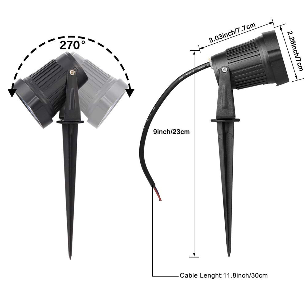 SUNRIVER Low Voltage Landscape Lights, 6W Outdoor Spotlights, 12V/24V Waterproof, 6 Pack Warm White for Yard, Lawn, Garden