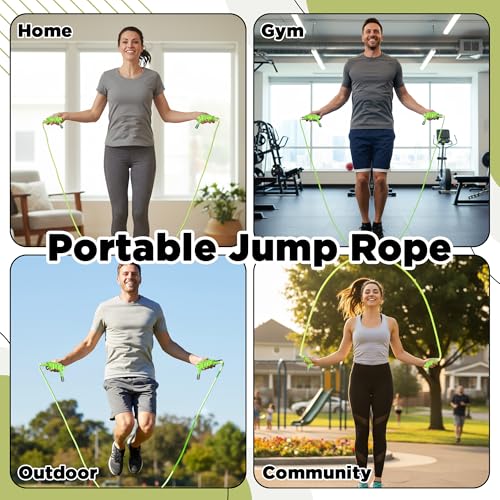 GQIRIL Flow Exercise Jump Rope - Long Weighted Jumping Rope for Workout Women Men Fitness, Adjustable Double Woven Heavy J...