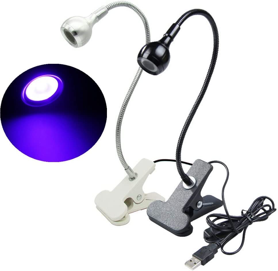 Meitawilltion 3W UV LED Desk Light, Flexible Gooseneck, Clamp, Portable, Plastic, Model M-KG01, Pink
