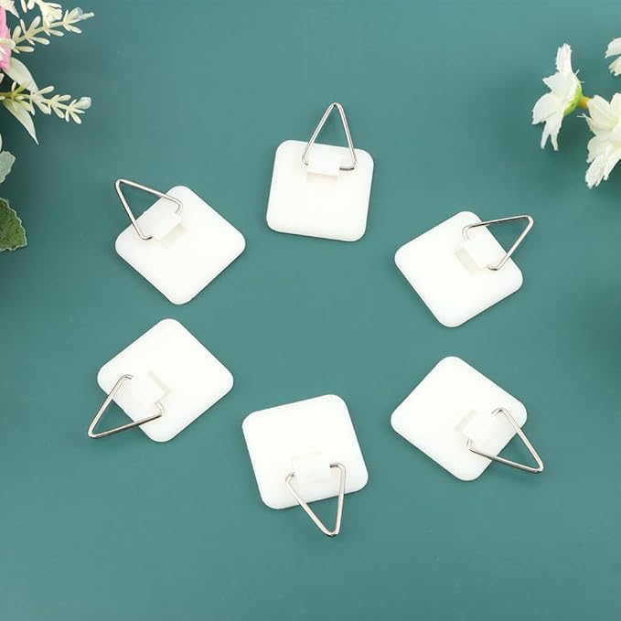 20 Pack Invisible Vertical Plate Holders, Plastic Picture Hanger Sticky Hanger, Adhesive Picture Hanger with Nail Picture Hanging Hooks for Decorative Picture Photo Plate Wall Art