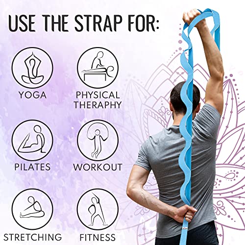 TECEUM Stretching Strap for Yoga & Physical Therapy – 10 Loops – Non-elastic Leg Stretch Straps for Stretching, Exercisin...