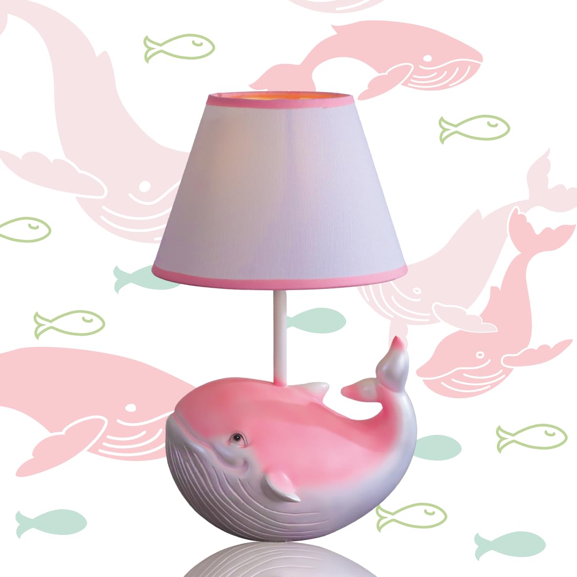 SUREYOND Whale Lamp,Kids Lamp, Night Lights,lamp with Fabric Lampshade, Compatible with E26 Bulb, USB Interface, Perfect for Gir