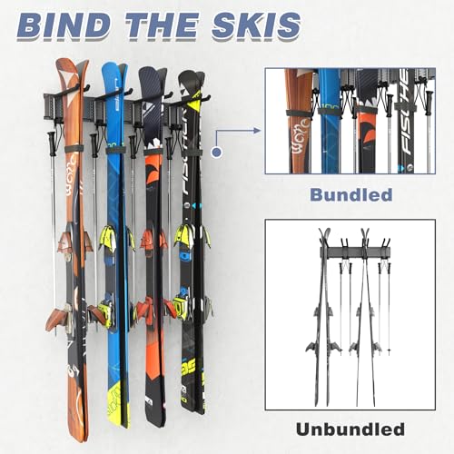 WALMANN Garage Storage Organization System Ski Wall Rack Up to 10 Pairs of Skis Mount Hanger Home Shed and Garage Snowboar...