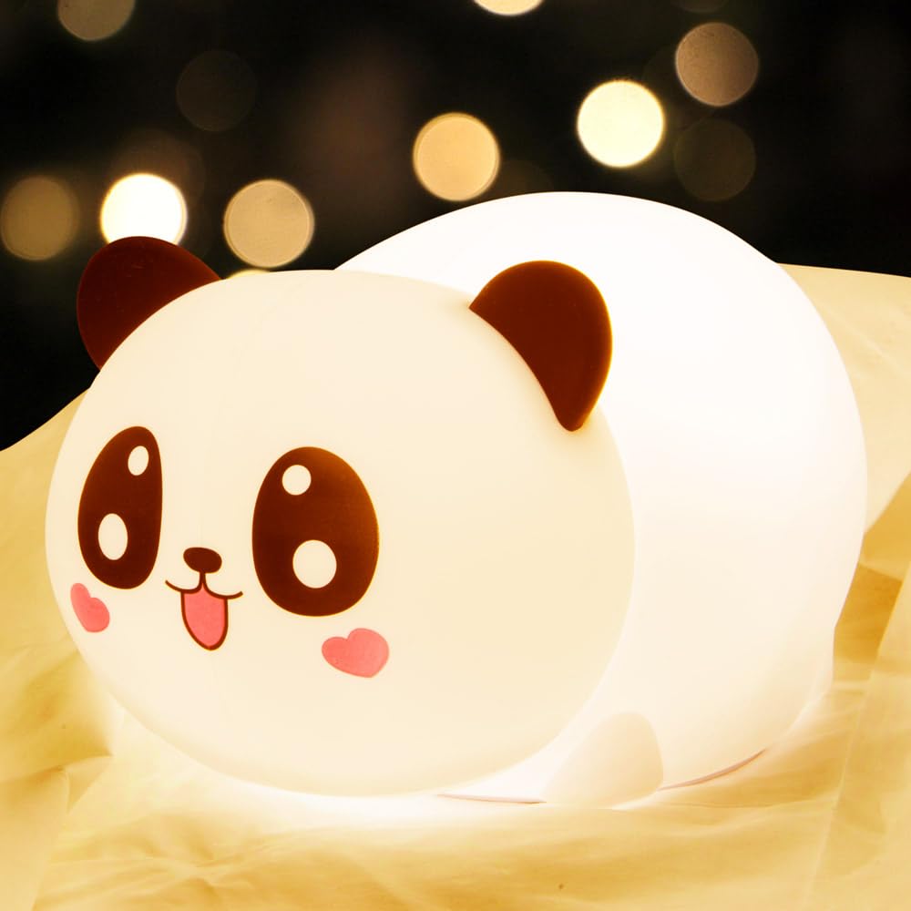 AULTRA Night Light for Kids - 16 Color USB Rechargeable Panda Lamp for Baby Nursery, Soft Silicone Night Light, 2 Brightness Lev