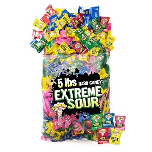 WARHEADS - Extreme Sour Hard Candy - Assorted Fruity Flavors - Sour Apple Black Cherry Blue Raspberry Lemon & Watermelon Flavors Great For Parades - 5 lb. Bulk Bag