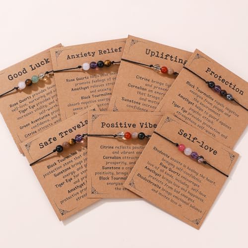 Korotho Empath Protection Bracelet Empath Bracelets Gifts for Her Natural Healing Crystal Beaded Bracelet, Tourmaline, Ame...