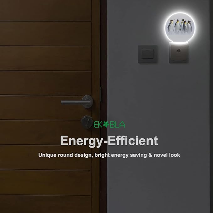 EKOBLA Cute Penguin Night Lights Plug into Wall South Pole Animal Ice Plug-in Nightlights Home Auto Sensor LED Dusk to Dawn Light for Bedroom Bathroom Kitchen Corridor