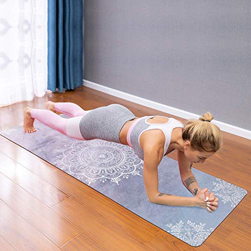 SNAKUGA Travel Yoga Mat, Non Slip Exercise Suede Mat with Carry Bag, All-Purpose Fitness Mat with High Density Anti-Tear S...