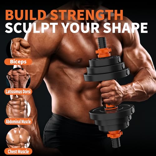 VTORY Adjustable Weights Dumbbell Set, 20/70/90lbs Free Weights Set with Connector, 4 in1 Dumbbells Set Used as Barbell, K...