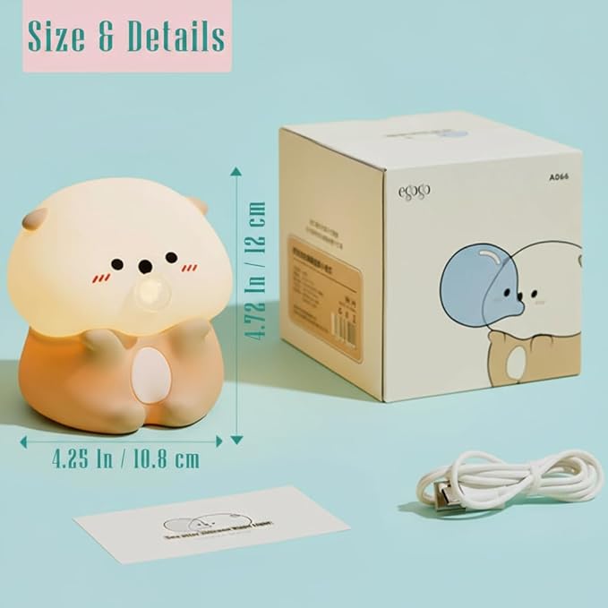 Sea Otter Night Light, Cute Otter Gifts, Soft Silicone Lamp with 3 Level Warm Light and RGB Changing, Breastfeeding Nursery Portable Kawaii Bedside Lamp for Baby, Toddler, Boys and Girls