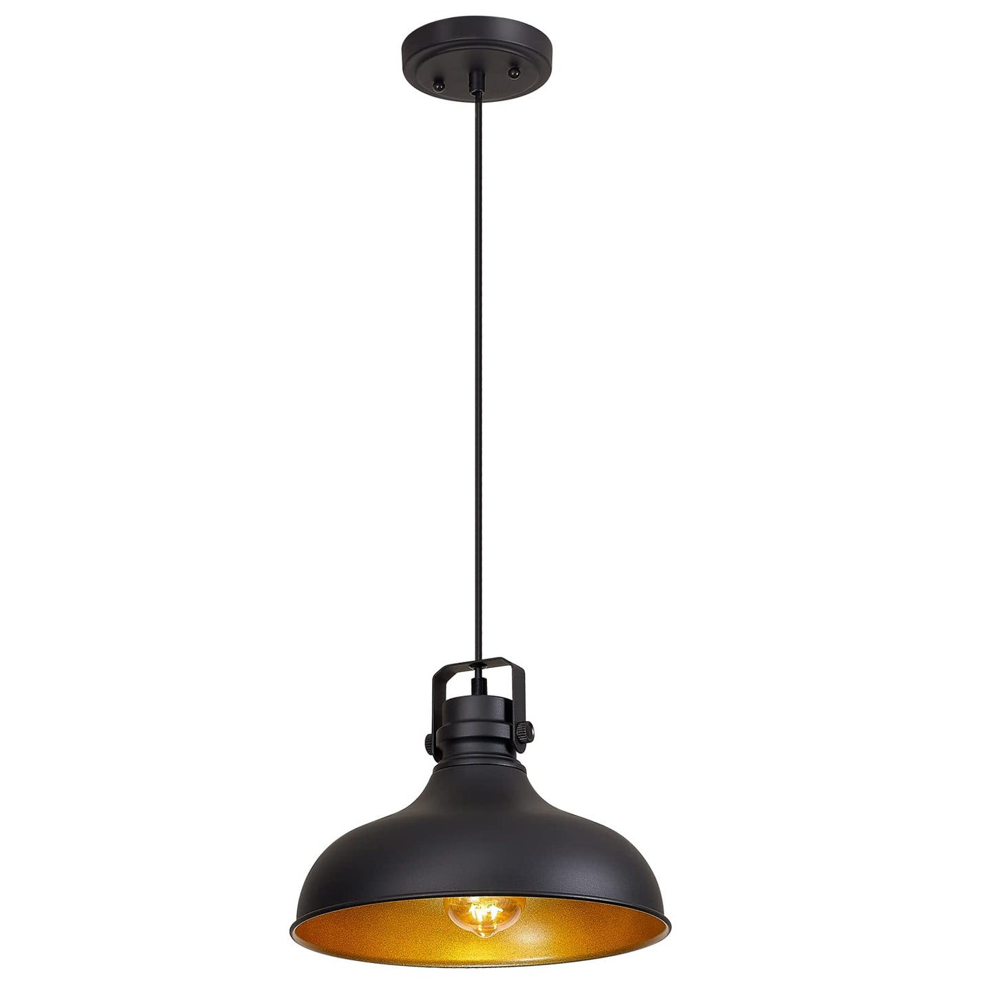 ALAISLYC Black Farmhouse Pendant Lights Matte Pendant Lighting for Kitchen Island Industrial Adjustable Height Vintage Dome Hang