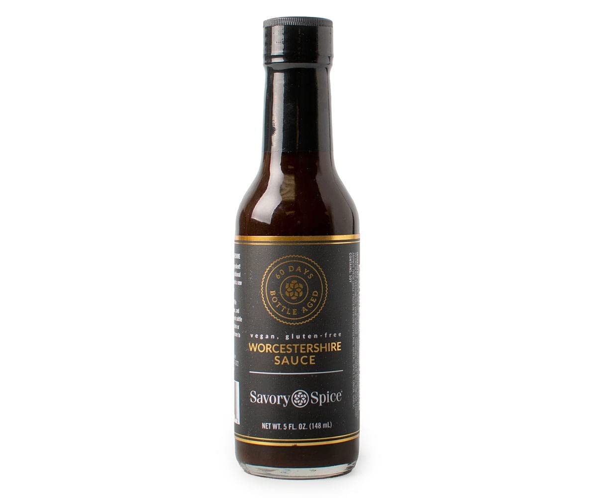 Savory Spice Vegan Worcestershire Sauce (5 fl oz) - Gluten-Free & Anchovy-Free with 60-Day Bottle-Aged Classic Umami Flavor for