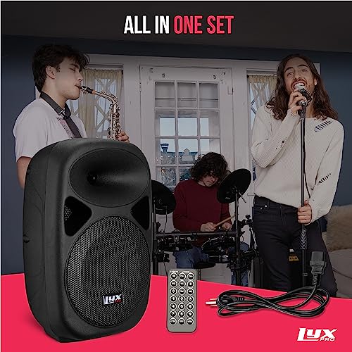 LyxPro SPA-8 Compact 8" Portable PA System 100-Watt RMS Power Active Speaker System Equalizer Bluetooth SD Slot USB MP3 XL...