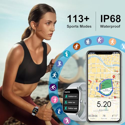 Smart Watch for Men Women (Answer/Make Call), 1.96" HD Smartwatch with Heart Rate/Sleep Monitor/Pedometer/Calories, 113+ S...