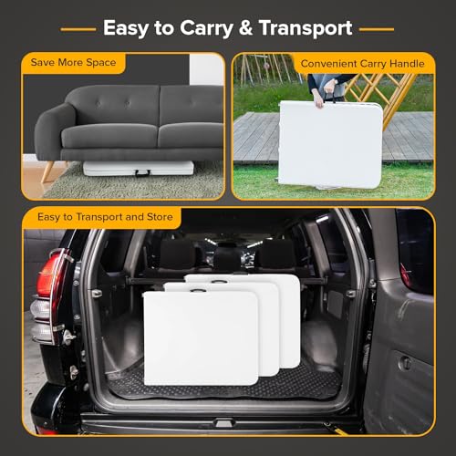Dopinmin Folding Table 6FT Portable Heavy Duty Plastic Camping Table Foldable Tables Plastic Dining Tables Indoor Outdoor ...
