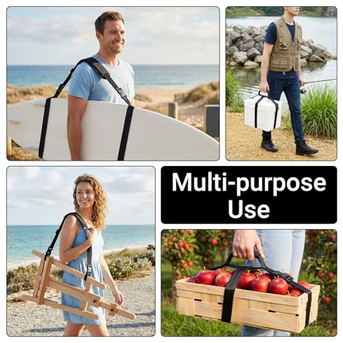 Hokoad 3 Pack Adjustable Carrying Straps Set Includes 1 Box Carrying Strap with Handle, 2 Shoulder Straps for Folding Chai...