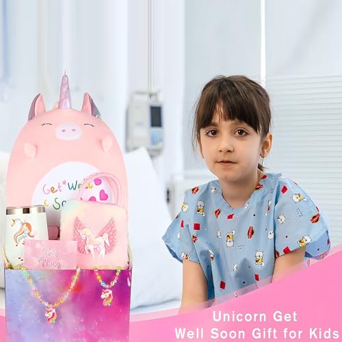 Get Well Soon Gift for Kids, Feel Better Gifts for Kid, Kids Get Well Baskets, Care Package for Girls with Get Well Soon U...
