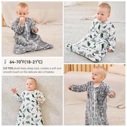 Unnivoll Fleece Baby Sleep Sack 6-12 Months Long Sleeve 2.0 Tog Baby Wearable Blanket with 2-Way Zipper Warm Sleeping Sack...