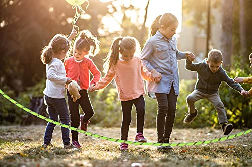 16 FT Long Jump Rope for Kids, Adjustable Double Dutch Skipping Rope with Wooden Handle, Multiplayer Team Jumping Rope for...