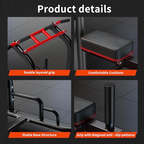 SogesHome Pull Up Bar and Dip Station, Heavy Duty Adjustable Home Gym Equipment for Strength Training, Multifunctional Wor...