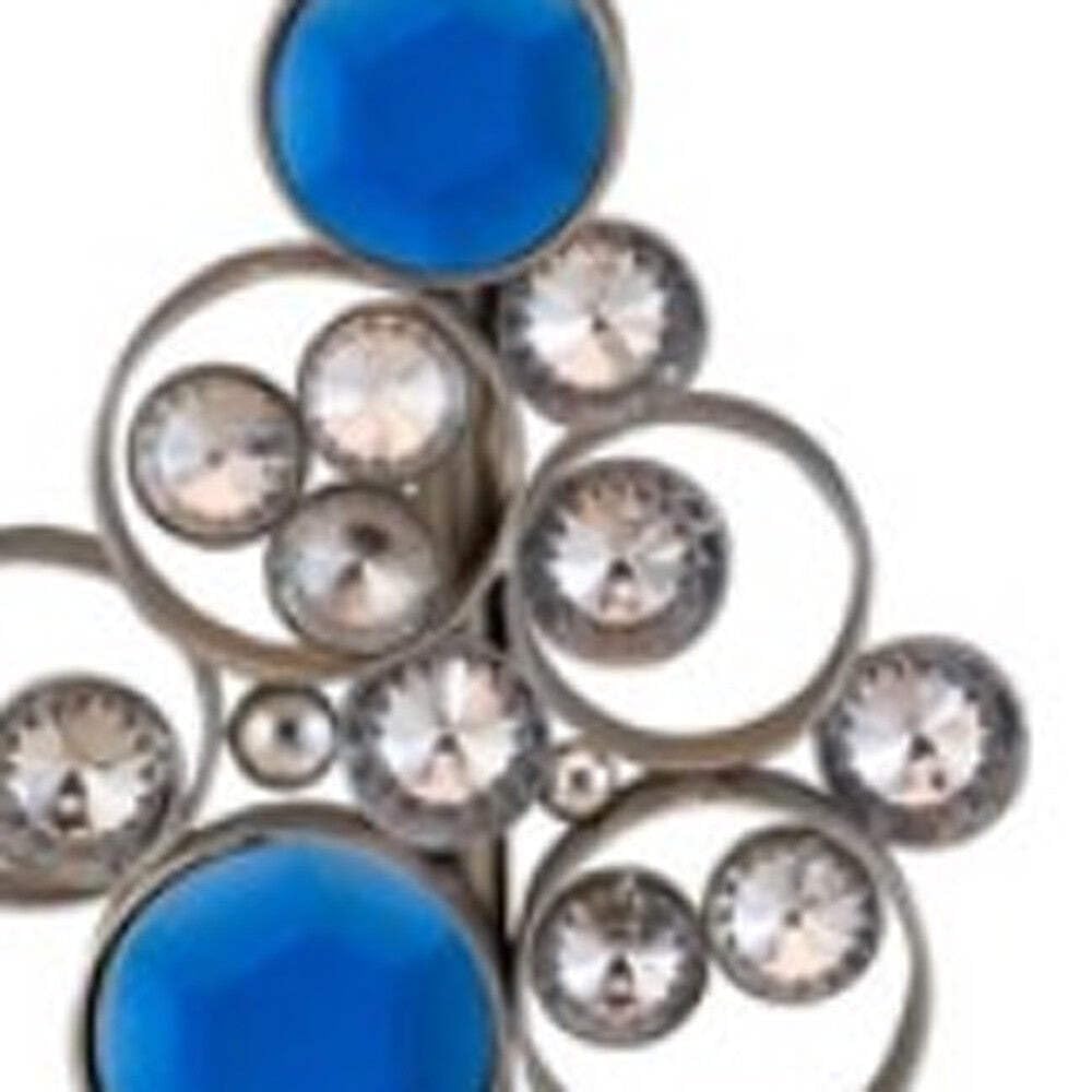 HomeRoots Silver Table Lamp with Faux Crystal and Turquoise Accent