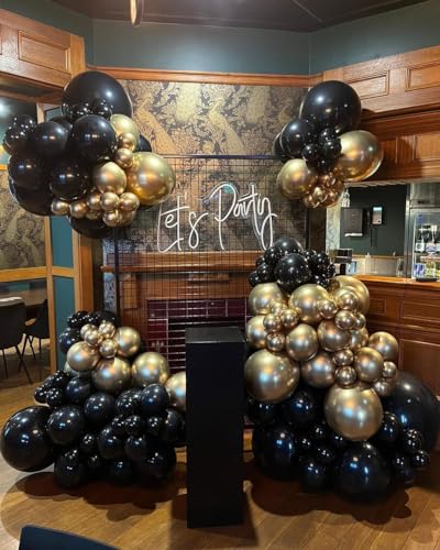 Lukiituke Black and Gold Balloons,75PCS Gold and Black Balloons,12in and 5in New Year Party Balloons for Birthday, New Yea...