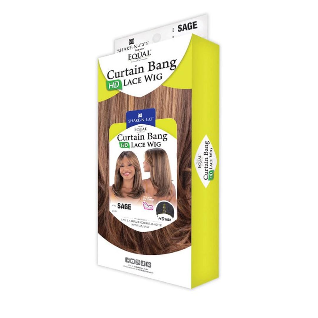 Shake-N-Go Equal Synthetic Curtain Bang Hd Lace Wig - Sage (SPICY)